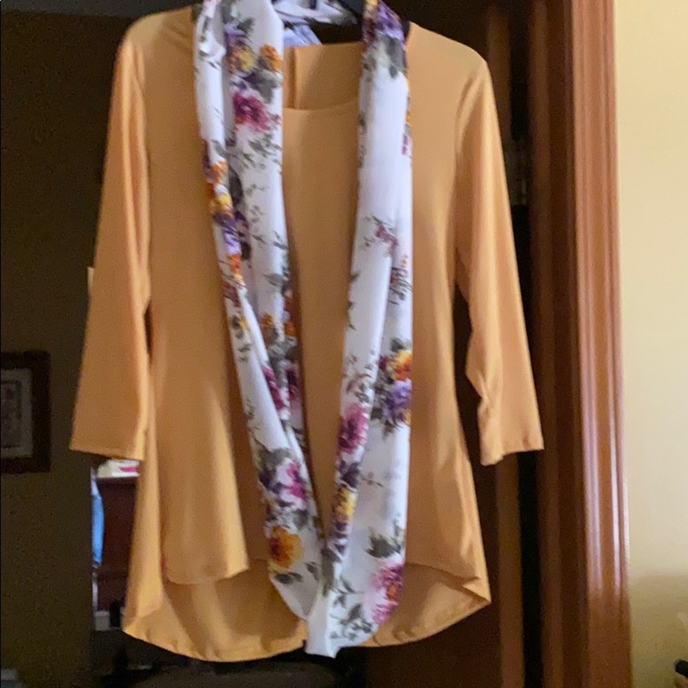 Beautiful blouse with printed scarf
